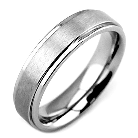 6 MM Men's Fine Wedding Band 14k Solid Gold Matte Step Edge Finish