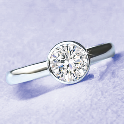 GIA Certified 0.91 CT K Color VS2 Bezel Set Diamond Fine Ring