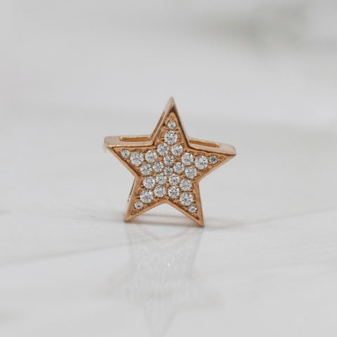 STUNNING REAL DIAMOND STAR CLUSTER MINIMALIST PENDANT | 14K SOLID ROSE GOLD | EVERYDAY DELICATE PENDANT VS/SI I-J COLOR | APRIL BIRTHSTONE