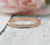 HALF ETERNITY STACKABLE WEDDING BAND| SIMULATED DIAMOND| 14K SOLID ROSE GOLD| ENGAGEMENT RING