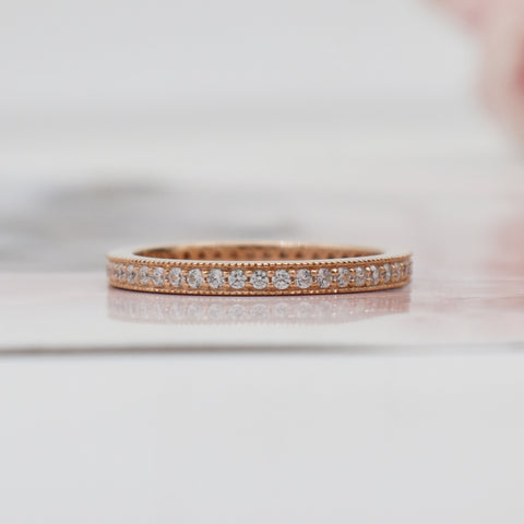 STUNNING STACKABLE DIAMOND| 14K SOLID ROSE GOLD| WEDDING BAND| ANNIVERSARY GIFT| ENGAGEMENT RING| APRIL BIRTHSTONE