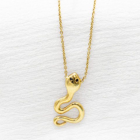 Dainty Snake Layering Necklace |10k|14k|18k Solid Yellow Gold |