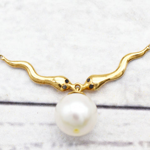 Gorgeous Snake Layering| Water pearl Necklace| 10k|14k|18k Solid Yellow gold|