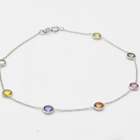 MULTI SAPPHIRE WHITE GOLD BRACELET