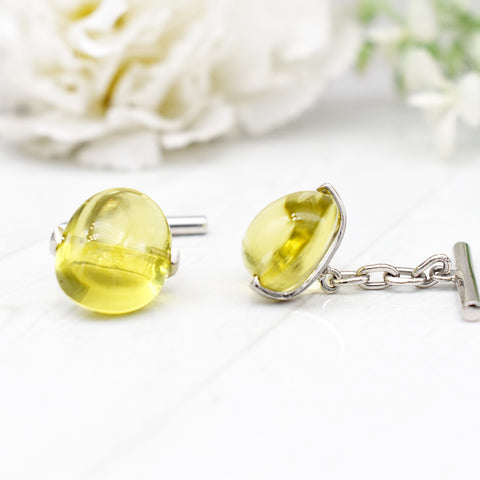 LEMON QUARTZ CUFFLINKS