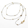 18k Solid White Gold Cable Chain With Solid Yellow Gold Beads