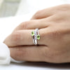 Two Stone Peridot Fine Ring With CZ