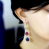 Natural Ruby Yellow Blue Sapphire Triple Dangle Drop Earrings
