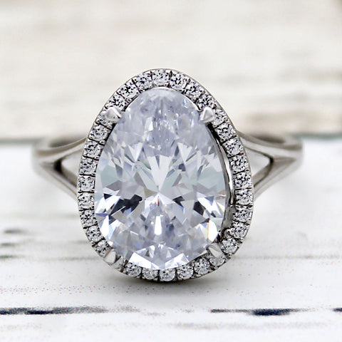 Asymmetric Halo Diamond Engagement Ring