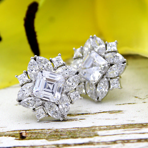Art Deco Asscher Cut Cocktail Wedding Earrings