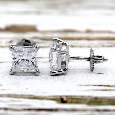 Princess Cut Classic Solitaire Swarovski High Quality Stud Earrings