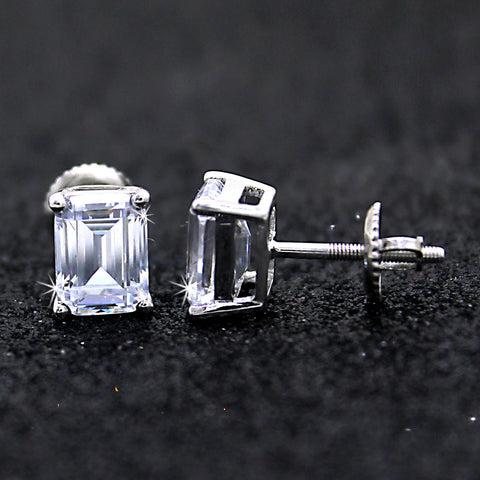 Emerald Cut Classic Solitaire Swarovski High Quality Stud Earrings