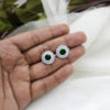 Green Swarovski May Birthstone Double Halo Stud Earring