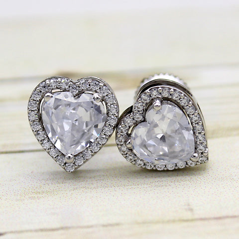 Heart Swarovski Halo Stud Earrings