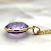 Natural Amethyst Pendant 18k Solid Yellow Gold