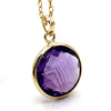 Natural Amethyst Pendant Necklace 18k Solid Yellow Gold