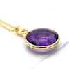 Natural Amethyst Pendant Necklace 18k Solid Yellow Gold