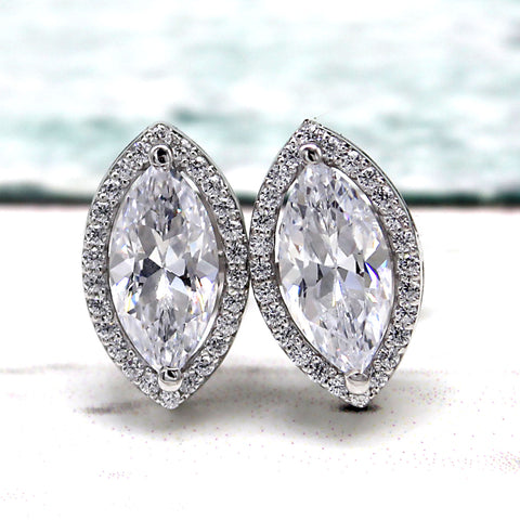 2.75 TCW Marquise Halo Stud Swarovski Diamond Earrings