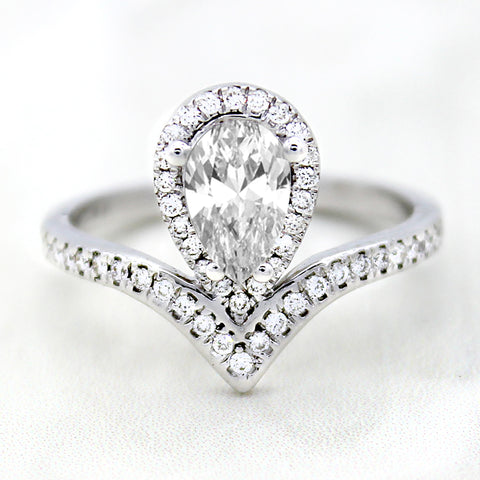 GIA Certified Pear Shape Diamond Modern Engagement Ring