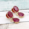 Natural Ruby Diamond Dangle Drop Earrings Crafty 18kt Solid Yellow Gold Earrings