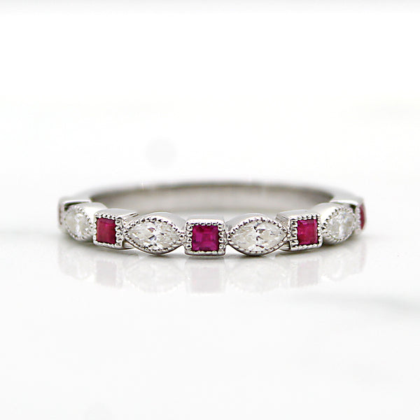Natural Square Ruby Stackable Eternity Band – Archariel