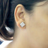 Princess Cut Halo Stud Earrings