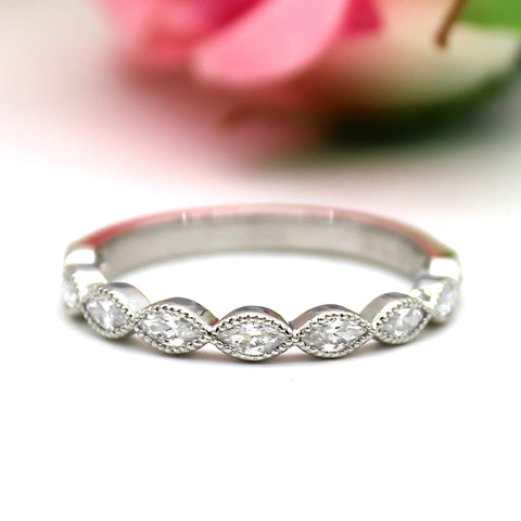 Marquise Eternity Stackable Wedding Band/Ring
