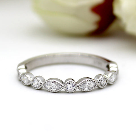 Marquise Round Eternity Stackable Wedding Band/Ring