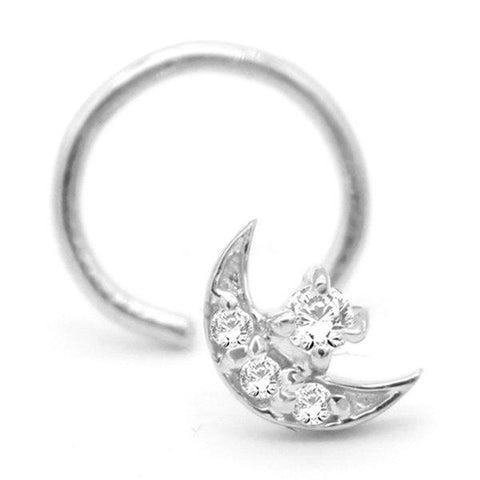 Cubic Zirconia Moon Star Nose Stud