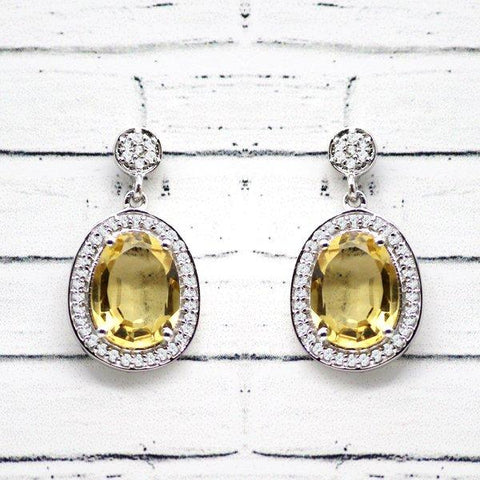 Natural Citrine Halo Earrings