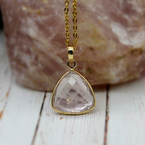 Triangle Rose Quartz Pendant