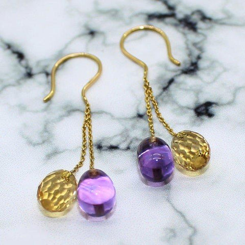 Amethyst & Citrine Teardrop Earings