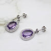 Amethyst Halo Drop Earrings