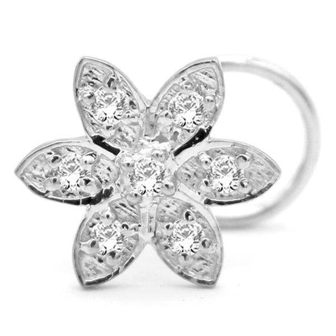 Diamond Flower Nose Stud 14kt white gold