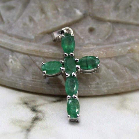 Natural Emerald Cross pendant