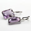 Amethyst Rectangular Dangle Drop Earrings