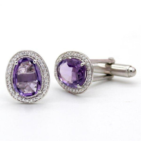 Unique Amethyst Men's Fine Cufflink