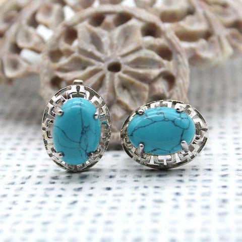 Turquoise Silver Stud Earrings