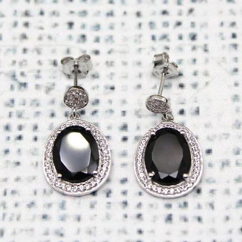 Black Onyx Halo Earrings