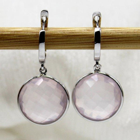 Natural Rose Quartz Dangling Drop Fine Earring