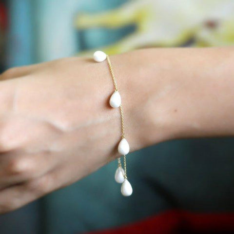 Natural White Pearl Drop Fine Bracelet