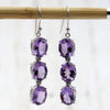 Natural Amethyst Long Triple Drop Earrings