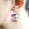 Amethyst Rectangular Dangle Drop Earrings