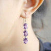 Natural Amethyst Long Triple Drop Earrings