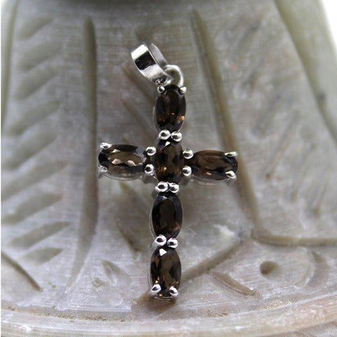 Smoky Quartz Cross Pendant
