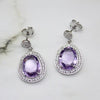 Amethyst Halo Drop Earrings