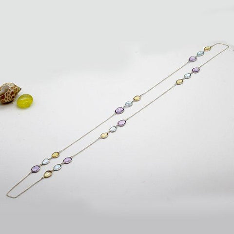 Multi Stone Necklace Unique Shape