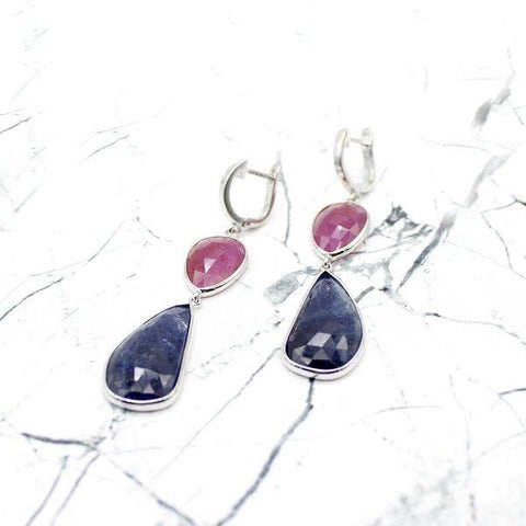 Natural Pink & Blue Sapphire Earrings