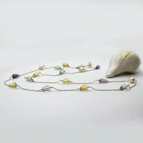 Multi stone Necklace Sterling Silver