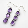 Natural Amethyst Long Triple Drop Earrings